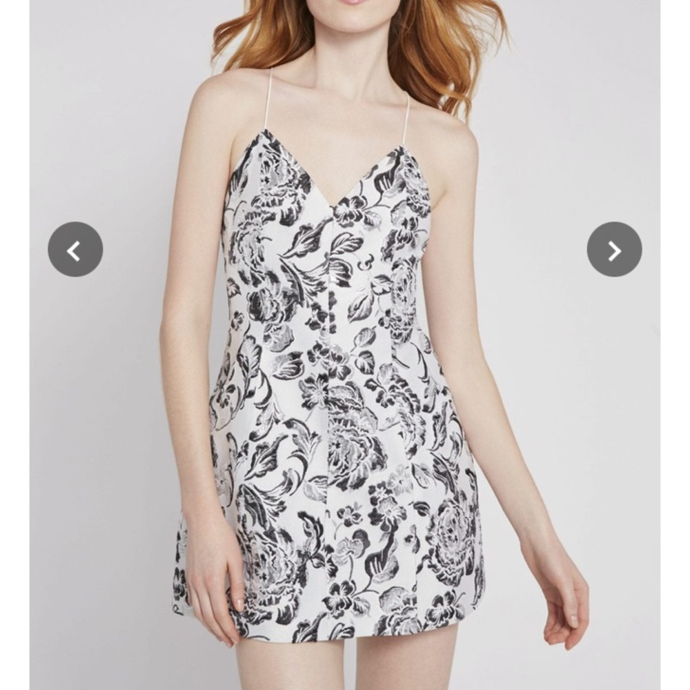 ALICE + OLIVIA Tayla Metallic Floral Mini Dress